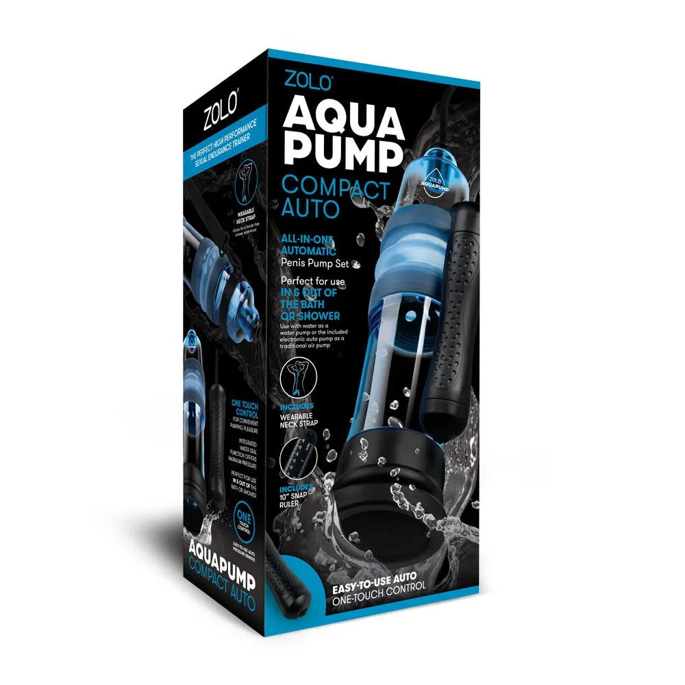Zolo Aquapump Compact Auto retail box alone, blue and black front panel