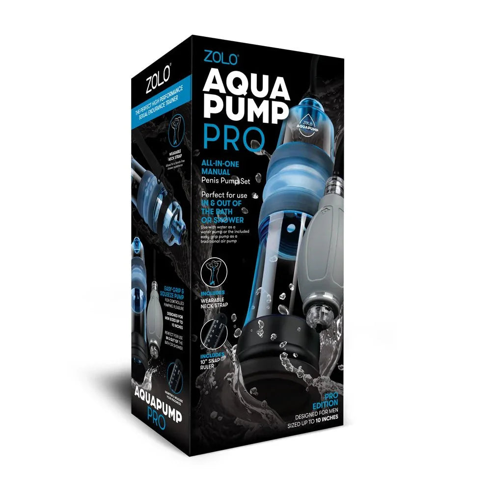 Zolo Aquapump Pro retail box alone, black and blue front panel