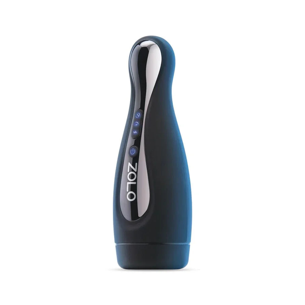 Zolo Blowpin in Black upright, rear view with the flesh sleeve hidden inside the case