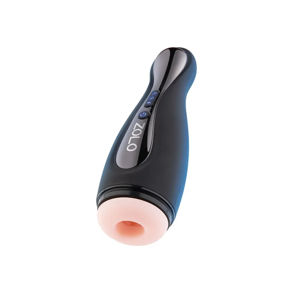 Zolo Blowpin in Black tilted, glossy grip panel and ZOLO logo facing the camera