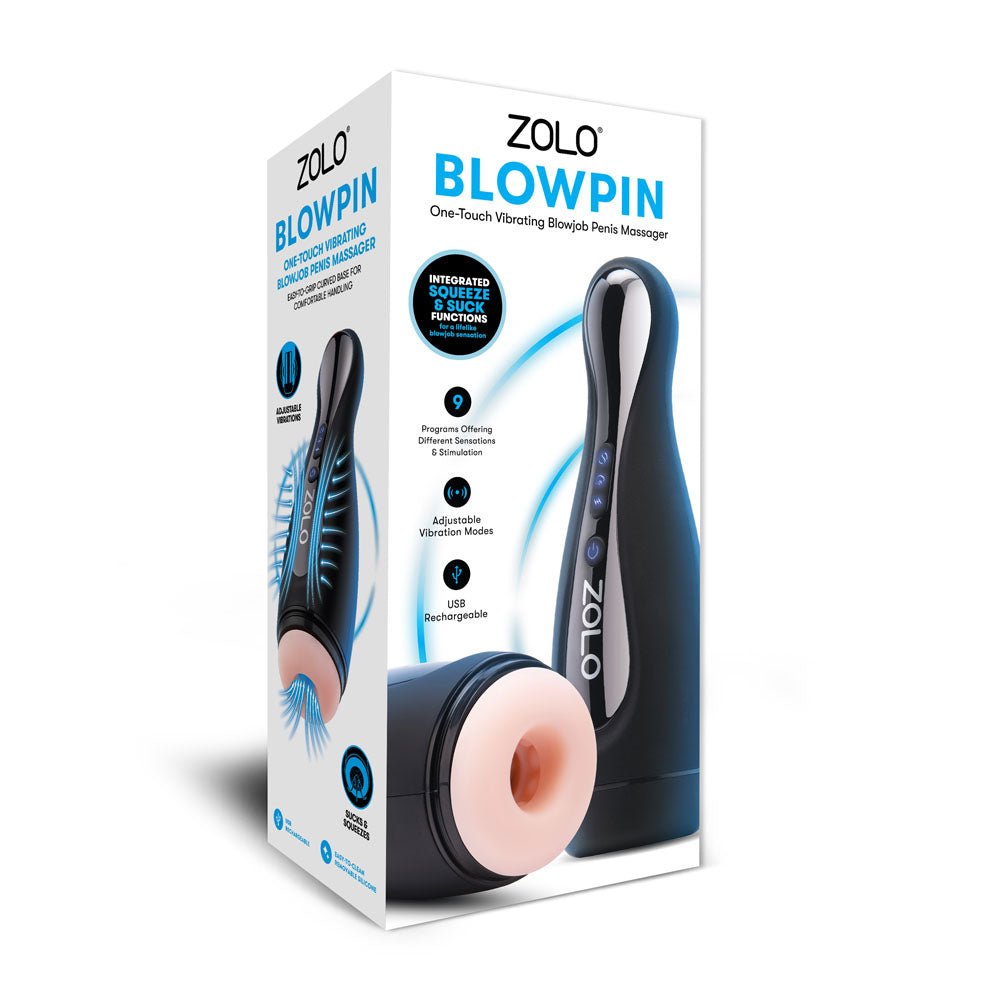 Buy Zolo Blowpin - Flesh USB Rechargeable Auto Sucking and Vibrating Masturbator – Naughtyhut NZ sex toys online. Discreet delivery & top brands.