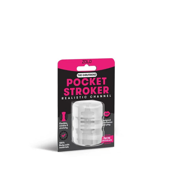 Zolo Girlfriend Pocket Stroker in Clear sealed in its pink and black blister card