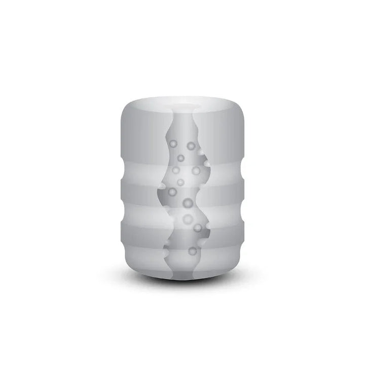 Zolo Girlfriend Pocket Stroker in Clear out of the pack, showing the ribbed inner channel