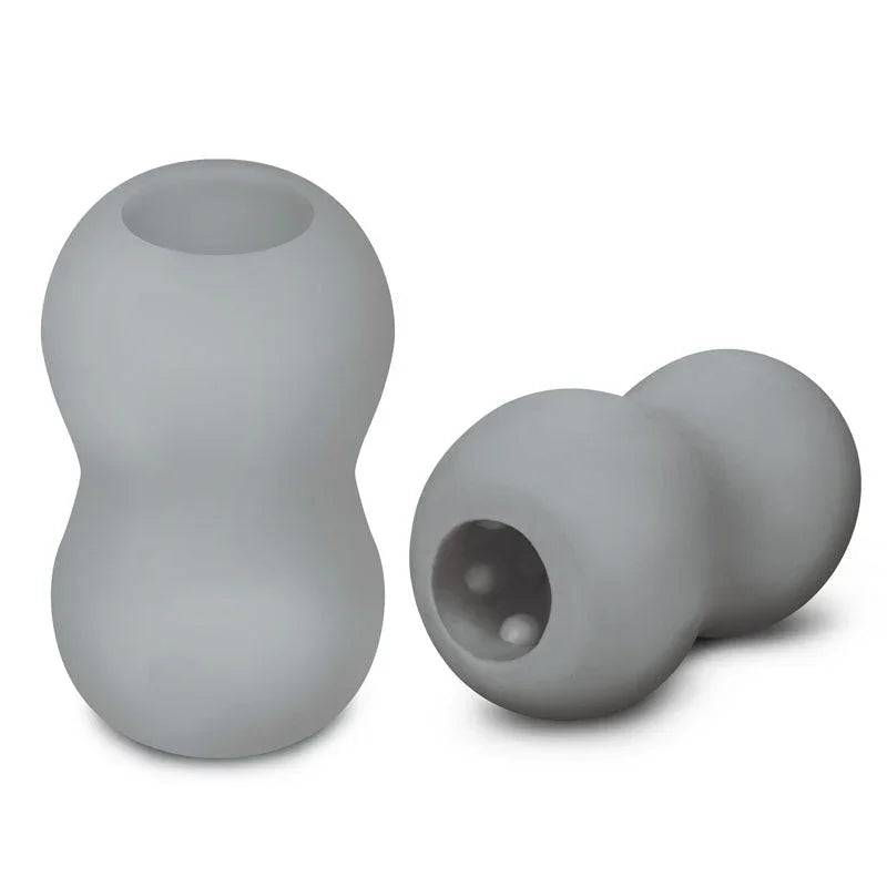 Zolo Mini Double Bubble Stroker in Grey, one upright and one on its side showing the opening