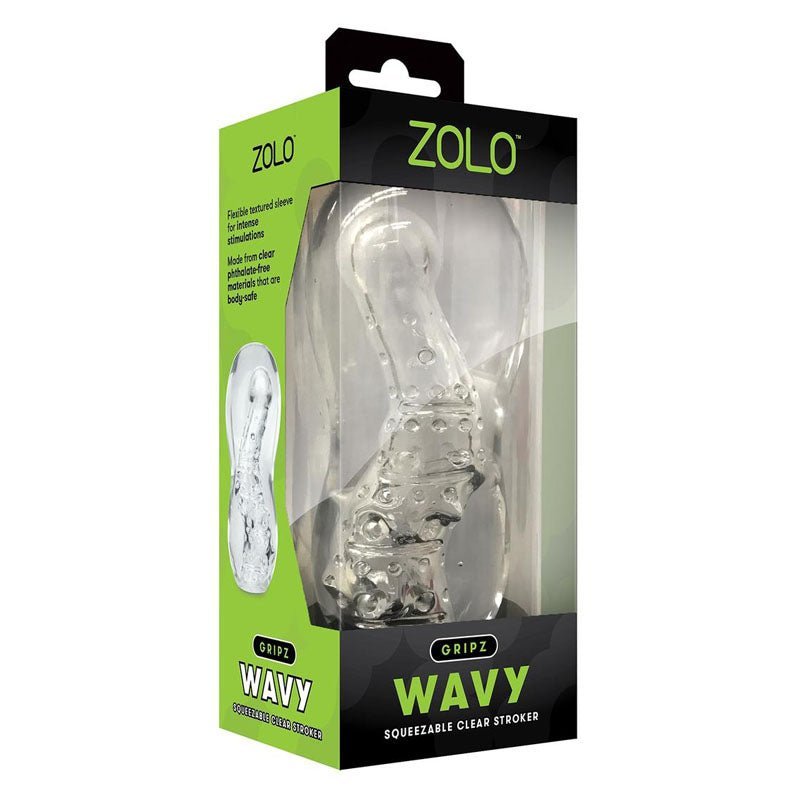 Zolo Gripz - Wavy - Clear Stroker Sleeve – Sex toys NZ by Naughtyhut. Discreet delivery nationwide.