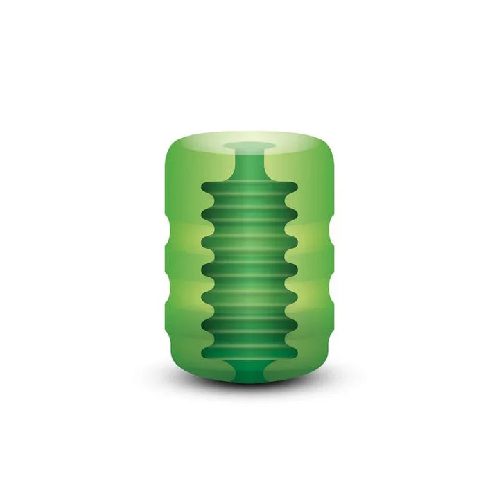 Zolo Original Pocket Stroker in Green out of the pack, showing the ribbed inner texture
