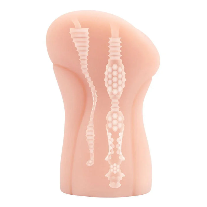 Zolo Stroke Off Milf Pussy Stroker cutaway showing the two ribbed internal canals