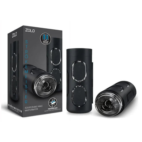 Zolo Strokemeister retail box with the black case upright and a second case on its side
