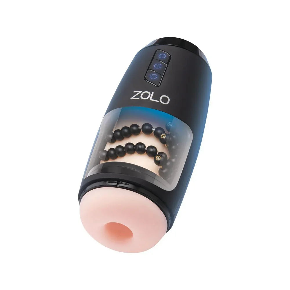 Zolo Upstroke angled to show the massage beads pressing against the flesh sleeve